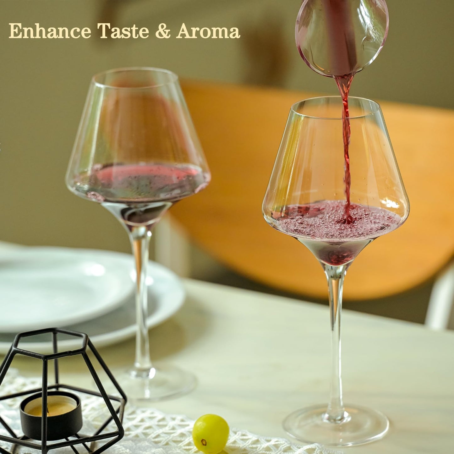 BACLIFE Red Wine Glasses Set of 4 – 17.5oz Premium Crystal Wine Glass With Long Stem – Hand Blown Burgundy Wine Glasses – Unique Gift for Wedding, Anniversary, Christmas