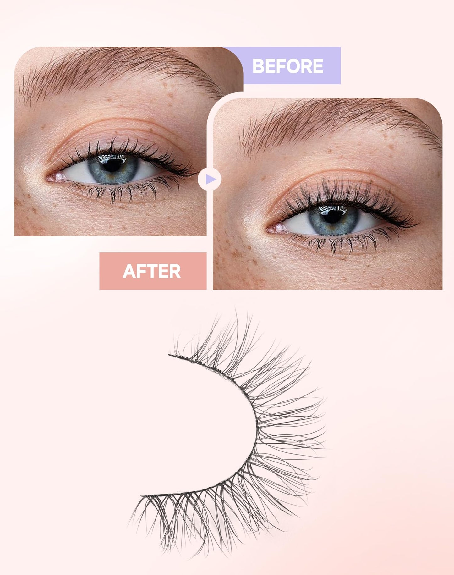 Natural Lashes Natural Eyelashes Natural Look Wispy Lashes Mink Lashes False Eyelashes Fake Eyelashes C Curl Lashes Strip Lashes Pure-08