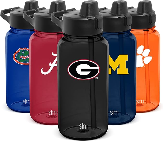 Simple Modern Officially Licensed Collegiate University Tritan Plastic BPA-Free Water Bottle with Push-Button Silicone Straw Lid | Summit Collection | 32oz