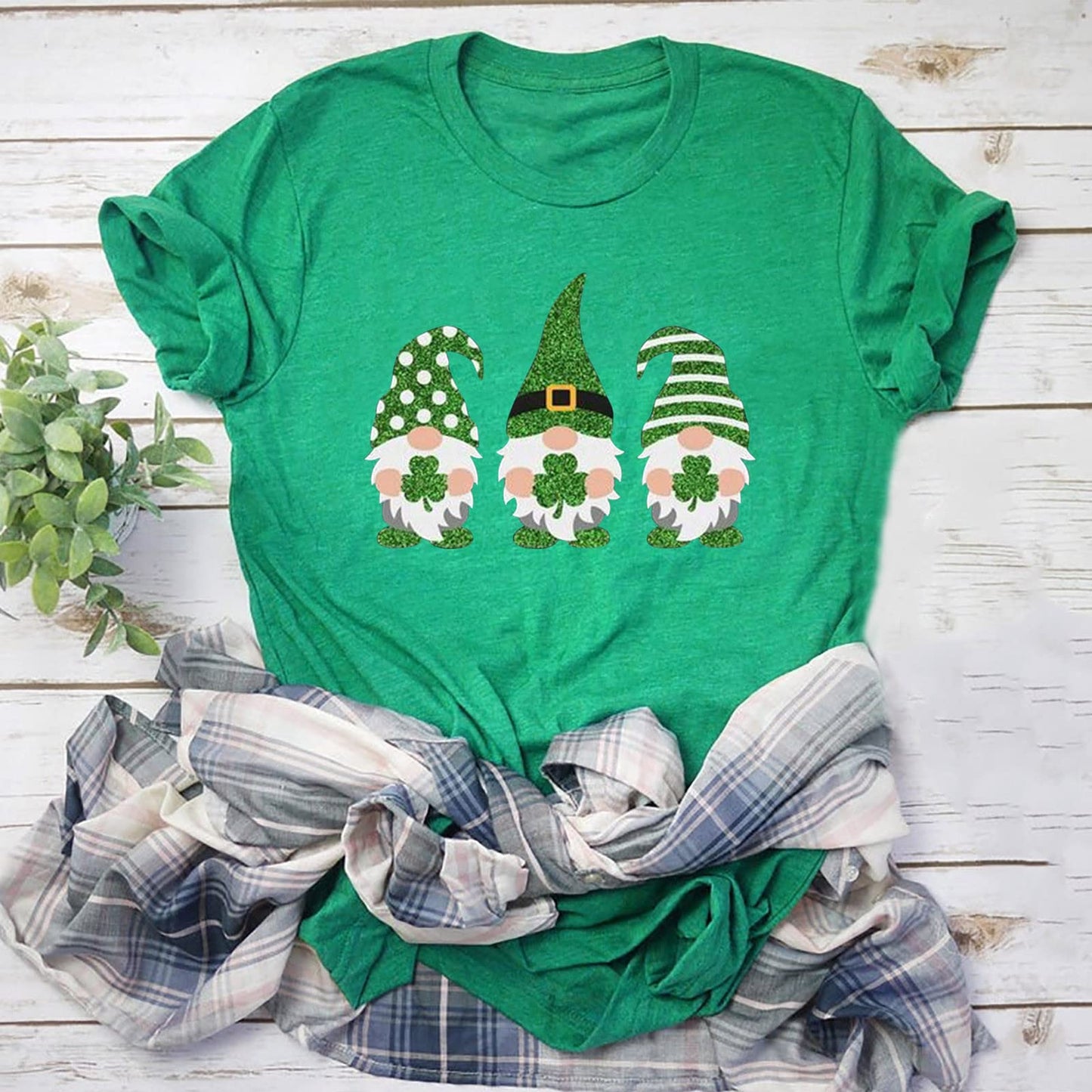 Aniywn Women's St Patricks Day Casual Short Sleeve T-Shirt Round Neck Graphic Print Tee Top Blouse