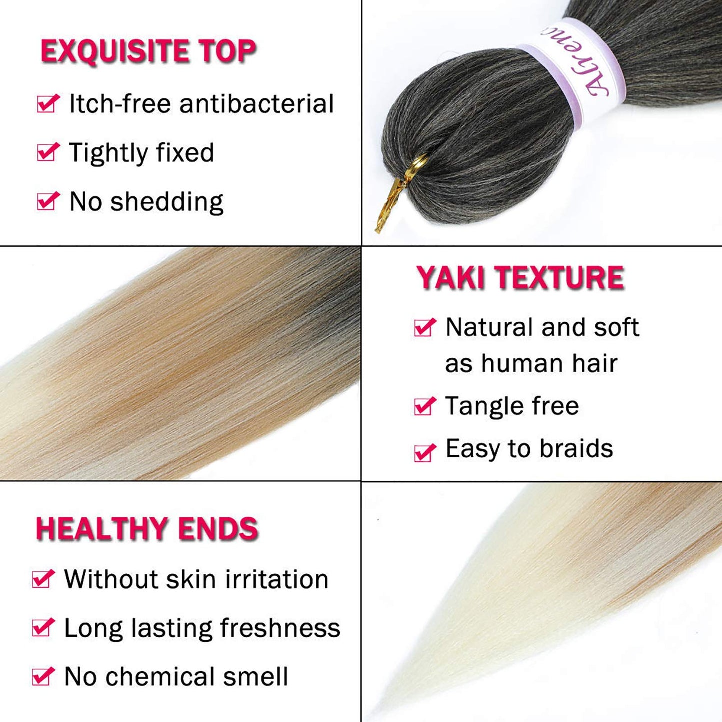 Alrence Pre Stretched Braiding Hair Long Braid 26 Inch 8 Packs Professional Braiding Hair Extensions Synthetic Crochet Twist Braids (26 Inch, 1B/27/613)