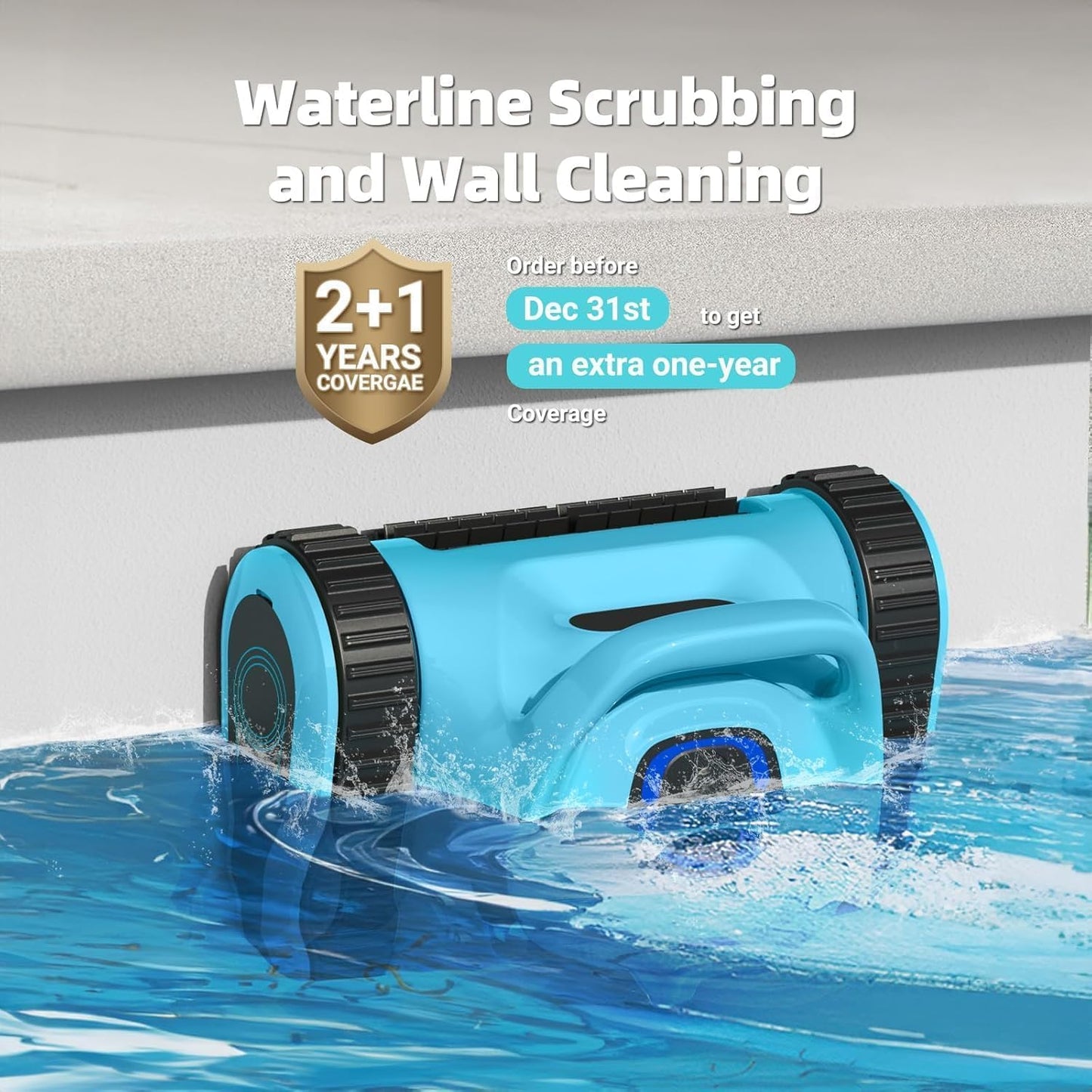 (2025 Upgraded) Cordless Robotic Pool Vacuum Cleaner,Wall-Climbing & Waterline Cleaning, Smart Navigation & App Control, 150 Min Runtime for In-Ground & Above Ground Pools up to 2000 Sq Ft