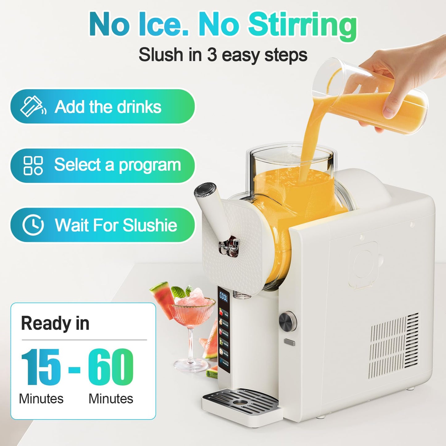 Slushie Machine for Home, 2025 Upgrade Ice Cream Maker Frozen Drink Maker, 68oz No Ice Need Slushy Machine with 5 Preset Programs for Margaritas, Frappés, Milkshakes, Smoothies & Ice Cream
