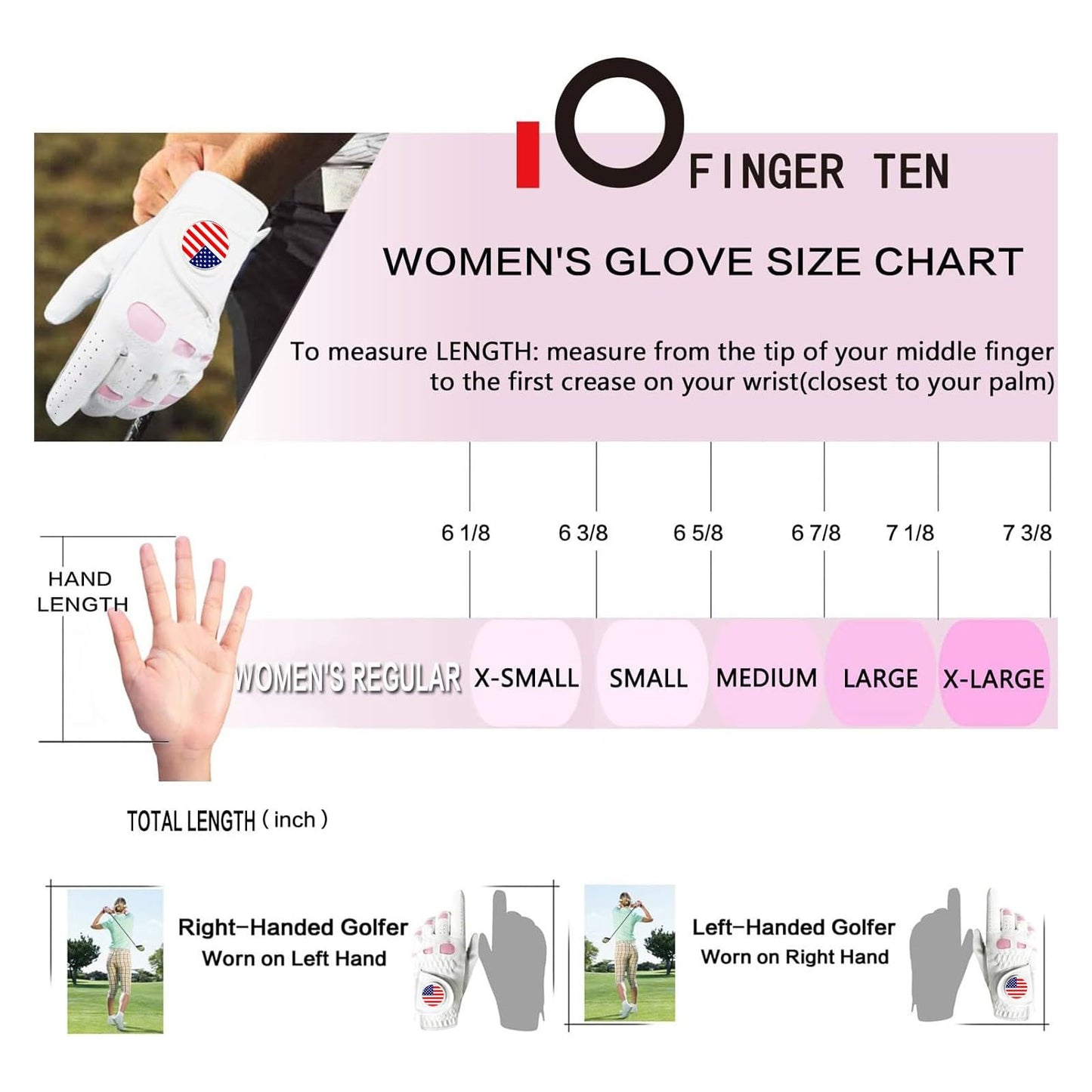Amy Sport Women's Golf Gloves Left Hand Right with Ball Marker Value 2 Pack, All Weather Grip Rain Soft Leather Pink Size Small Medium Large XL (1 Pair, Small)