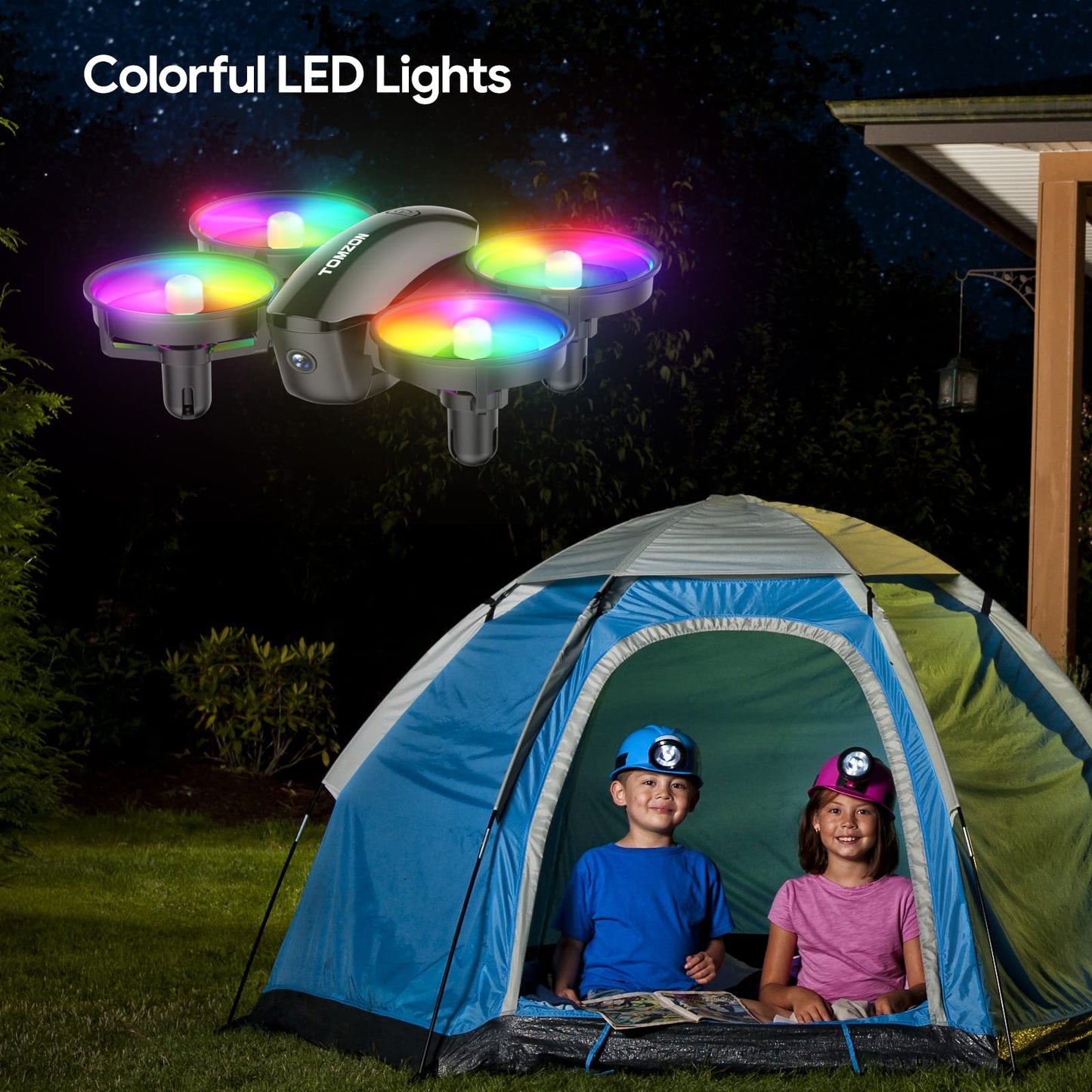 TOMZON A23W Drone with Camera 1080P, LED Kids Drone with Throw to Go, High Speed Rotation and 3D Flip, Mini Drone for Kids with Circle Fly, Gravity Sensor, 3 Speeds, 2 Batteries
