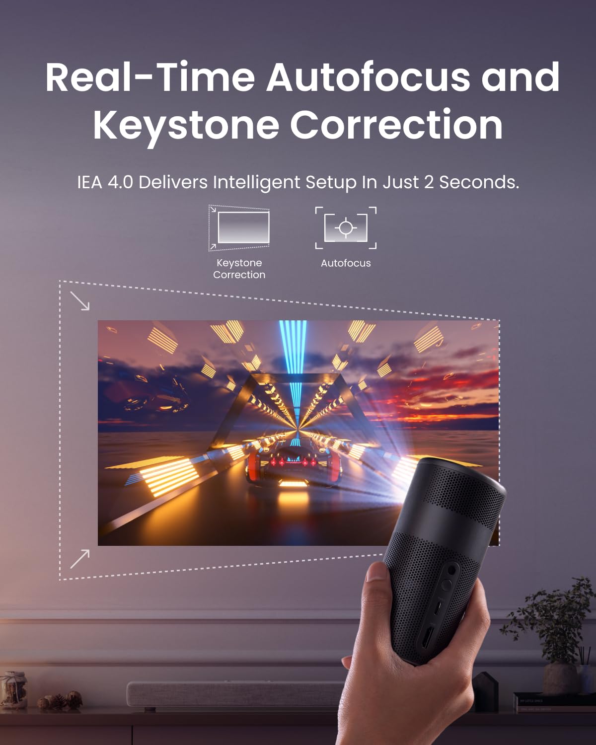 NEBULA Capsule Air Google TV Projector, Officially Licensed Netflix, 720p Smart Mini Projector with Wi-Fi and Bluetooth, 2 Hours of Playtime, Dolby Digital, Ultra Portable for Any Space