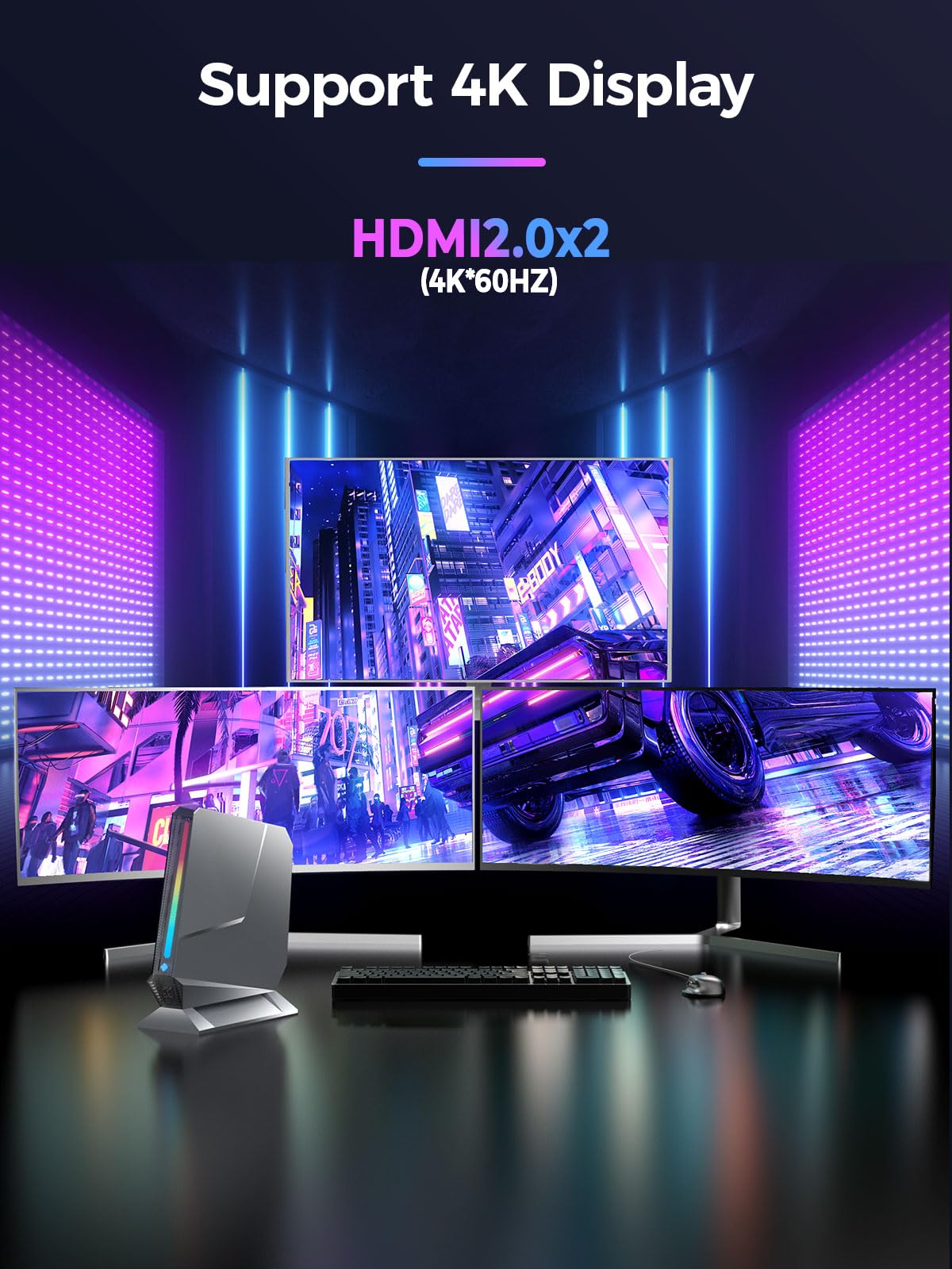 TOPGRO T1-Pro Mini Gaming PC Core i7-13700H/RTX4060 8G GDDR6,Mini Gaming Computer 32GB RAM DDR5-5200,1TB PCIe4.0 SSD,Adjustable RGB Light,WiFi6E/BT5.3/2.5G LAN/USB-C 4K@60Hz Win11 Pro Desktop PC