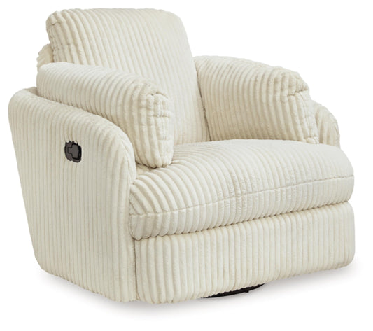 Signature Design by Ashley Tie-Breaker Contemporary Manual Press-Back Swivel Glider Rocker Recliner with 2 Bolster Pillows and Hidden Storage, White