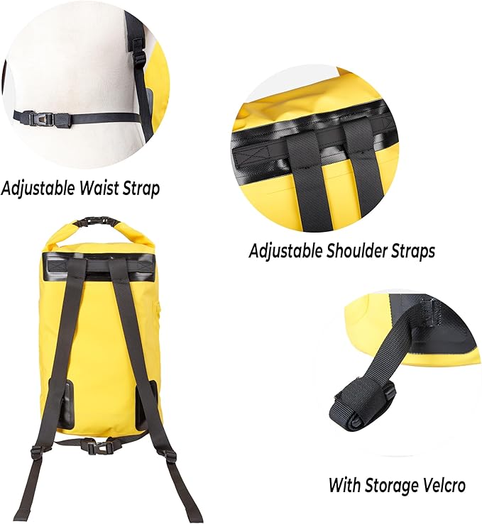 Waterproof Floating Dry Bag for Men Women - 25L Waterproof Backpack with Side Pockets - Roll Top Sack Keeps Gear Dry for Kayaking, Rafting, Boating, Swimming, Camping, Beach, Fishing