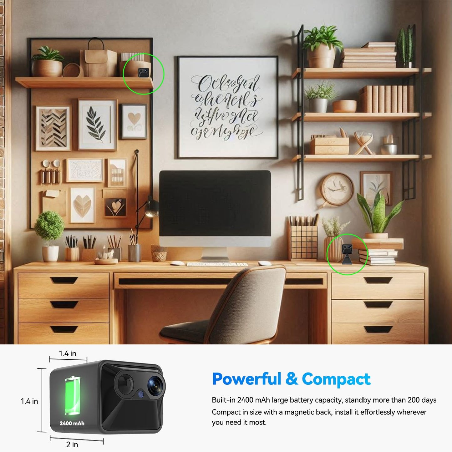 ALFipmncam Wireless Mini Hidden Security Camera Ultra HD with 120-Day Battery - WiFi Indoor Spy Camera, APP Control Real-Time Alerts, Auto Night Vision, for Home/Baby/Pet