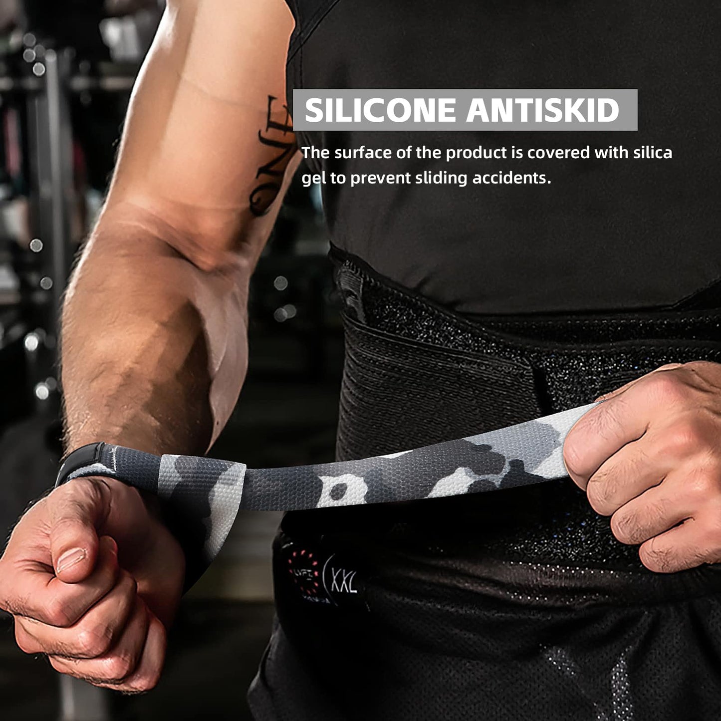 SKDK Cotton Hard Pull Wrist Lifting Straps Grips Band-Deadlift Straps with Neoprene Cushioned Wrist Padded and Anti-Skid Silicone - for Weightlifting, Bodybuilding, Xfit, Strength Training
