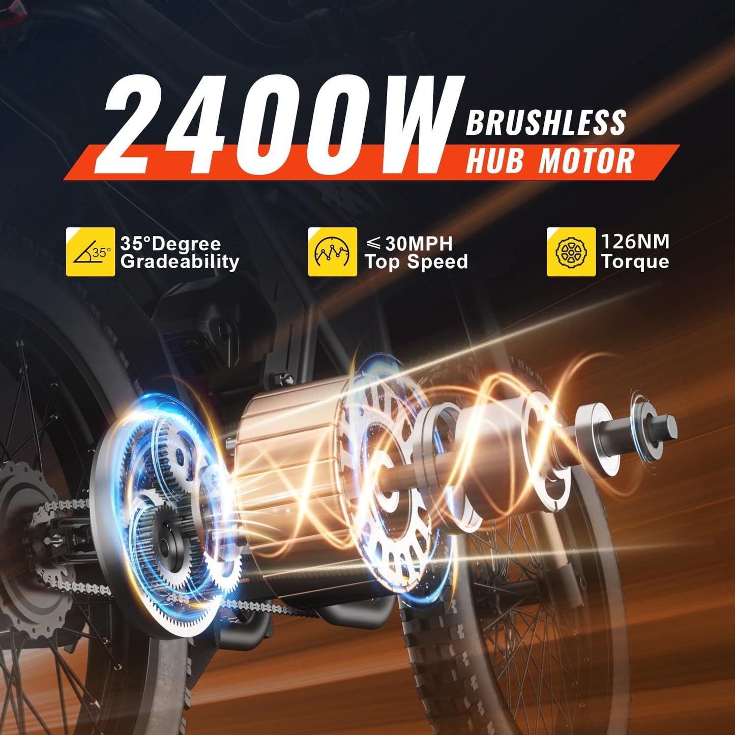 GT73 Electric Bike for Adults, Upgraded 2400W Full Size E Dirt Bike with 36.4AH Dual Battery, 25 Inch Knobby Tires, Max 37 MPH & 85 Mile Long Range, Dual Hydraulic Brakes & Full Suspension