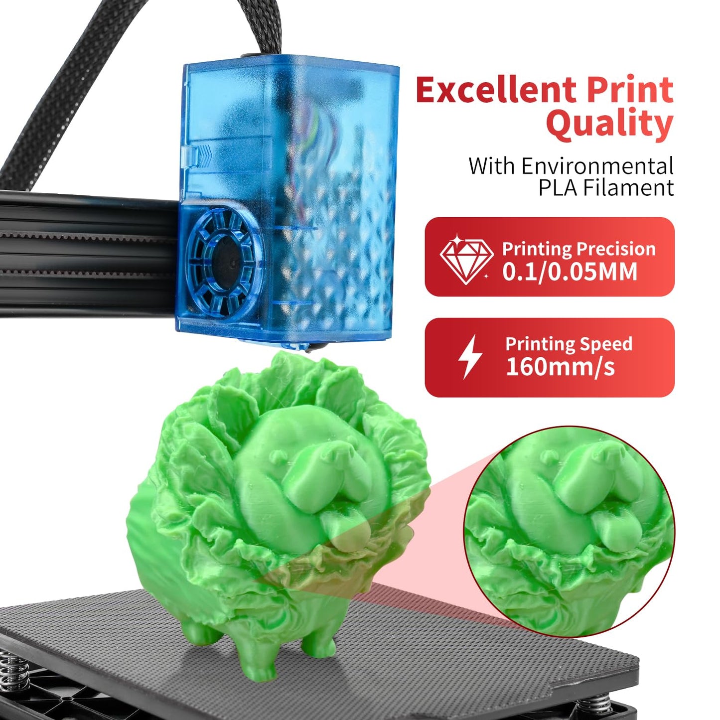 Mini 3D Printer for Beginners with 4 Colors PLA Filament, Portable FDM DIY 3D Printing Machine with TF Card Reader, Easy Setup, 0.4mm Nozzle, 1.75mm Filament, 100x100x100mm Print Size