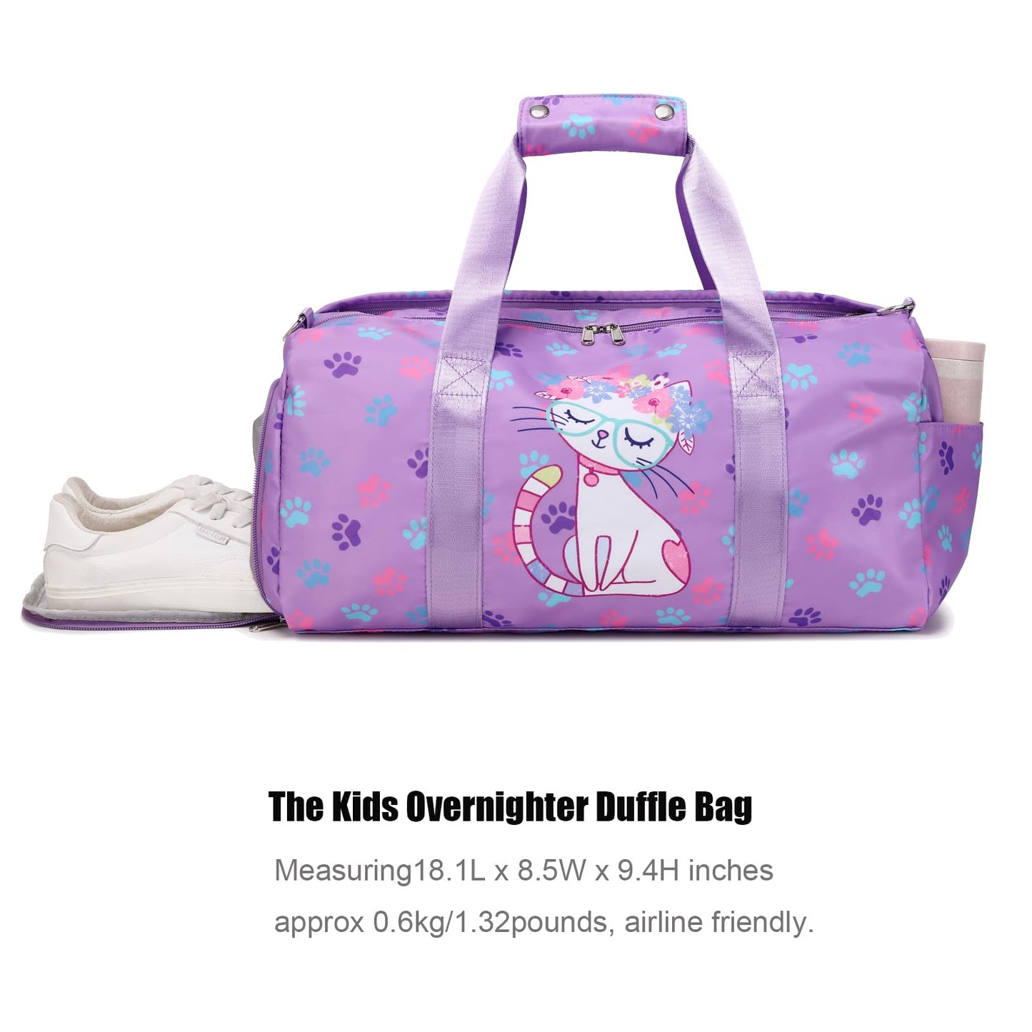 Octsky Dance Bag Sports Gym Bag Teens Dance Bag Gymnastics Bag Carry On Weekender Bag with Shoe Compartment (Cat Purple)