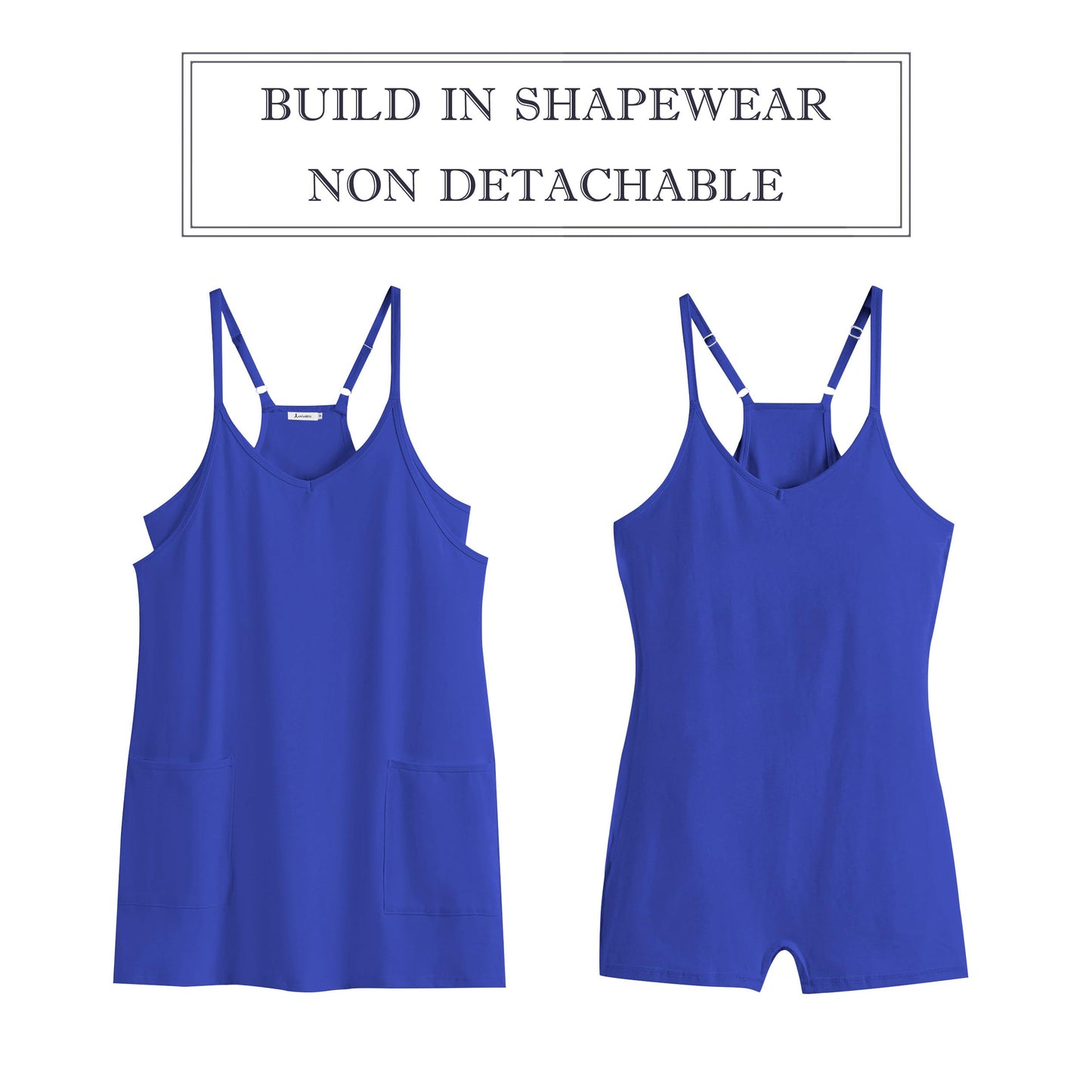 ANRABESS Women Summer Mini Romper Dress Workout Tennis Active Sports Athleisure Outfits built in Shorts Trendy Vacation Royal Blue Medium