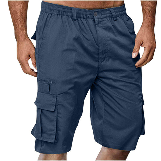 APIVOE Cargo Shorts for Men Summer Elastic Waist Shorts Lightweight Work Long Shorts Big and Tall Cargo Shorts with Pockets