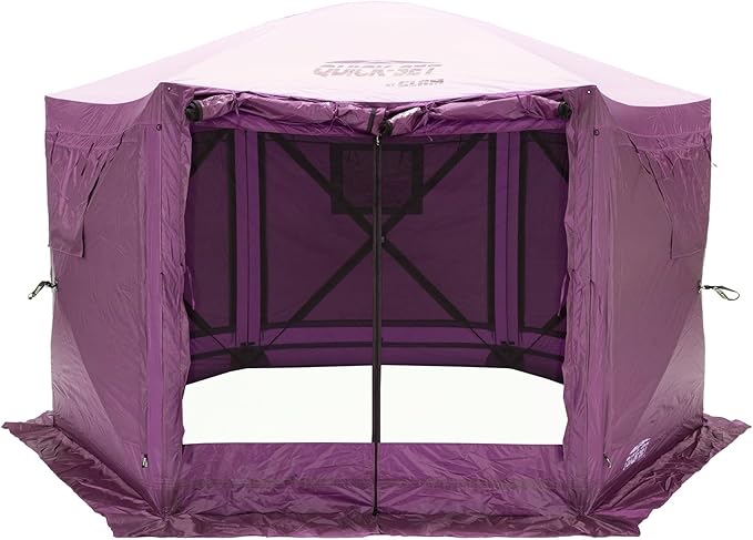 CLAM Pop Up Screen Tent, Outdoor Camping Gazebo Canopy, Pavilion, 12.5', Plum