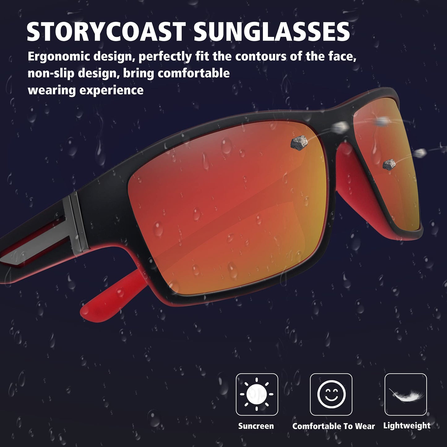 STORYCOAST Polarized Sports Sunglasses for Men Women Unbreakable Frame Cycling Fishing Driving Blue Mirror+Red Mirror 2Pack