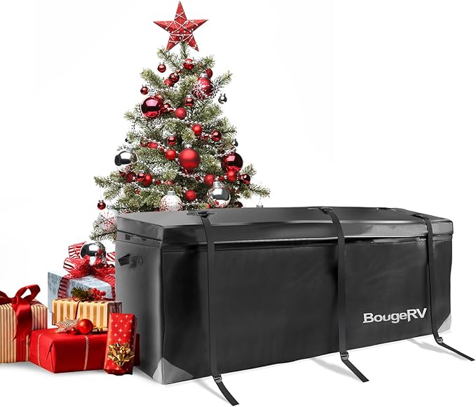 BougeRV Hitch Cargo Carrier Bag Waterproof/Rainproof for Car Truck SUV Vans Rear Mount Trays and Baskets 48'' L x 20'' W x 22'' H