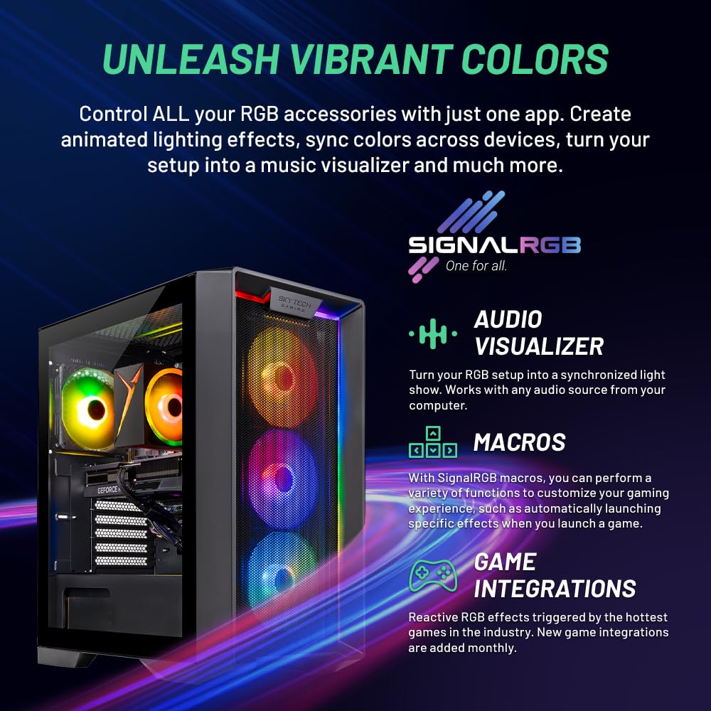Skytech Nebula Gaming PC Desktop, Ryzen 5 5500 3.6 GHz (4.2GHz Turbo Boost), NVIDIA RTX 4060 8GB GDDR6X, 1TB SSD, 16GB DDR4 RAM 3200, 650W Gold PSU, Wi-Fi, Win 11 Home