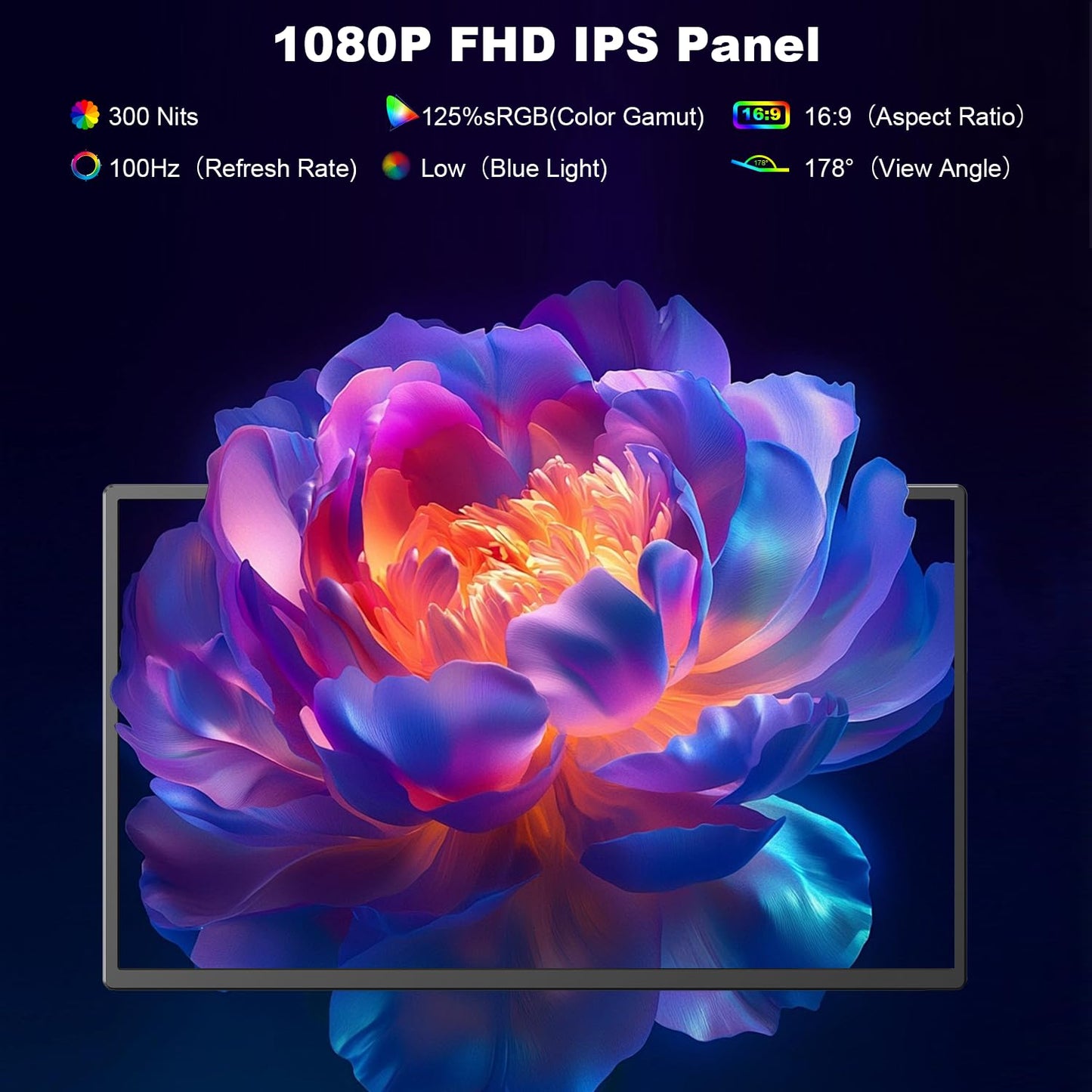 24" Large Portable Monitor, 1080P FHD 100Hz Laptop Screen Extender, 125% sRGB IPS Monitor Extender, USB C HDMI Office Gaming with Detachable Stand, Travel monitor for Window MAC Phone Xbox Switch