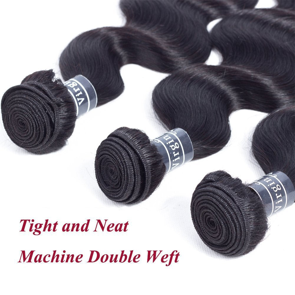 Amella Hair 100% Unprocessed Brazilian Body Wave One Bundle 22inch 8A Brazilian Virgin Hair Weave Human Hair Bundles Body Wave Natural Black Color 90-95g/bundle