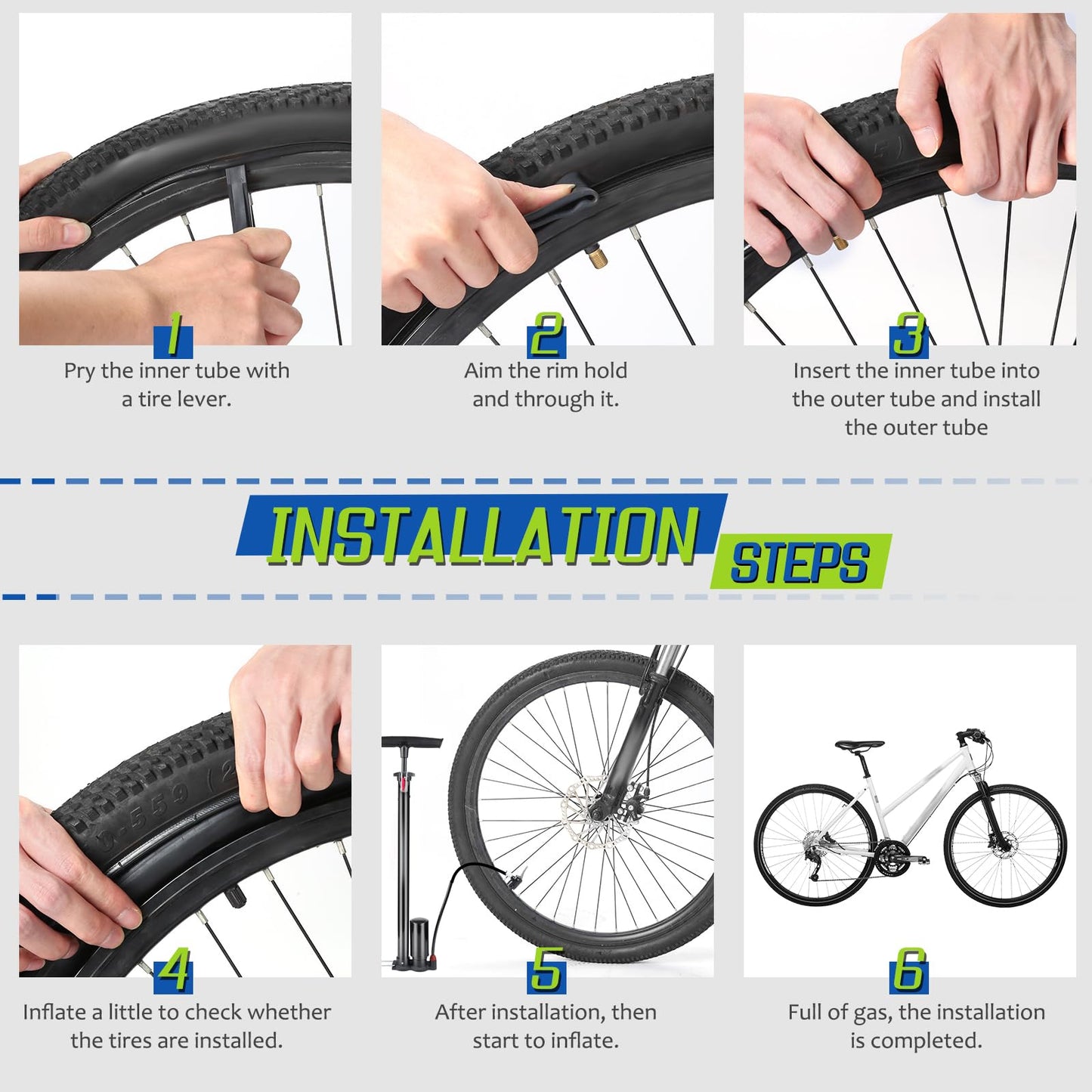 2-Pack Bike Inner Tube for 24 X 1.75/1.95/2.10/2.125", Premium 24x1.95 Bicycle Tube with 32 mm Schrader Valve 2PCS Levers, 24x2.125 Tube Compatible with Road/MTB/Kids Bike by Hydencamm (2 of One Size)