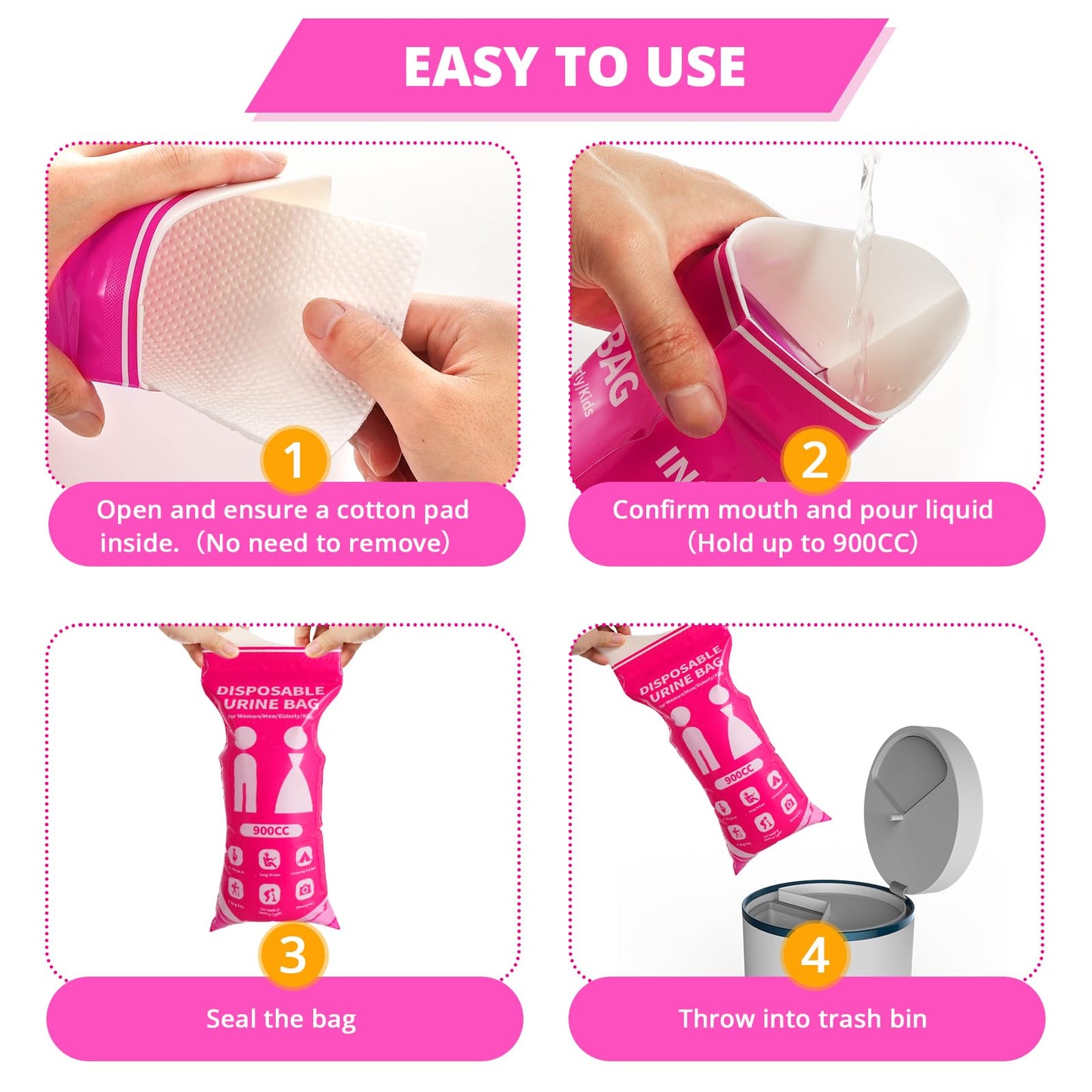 HOKINETY Disposable Urine Bag for Travel - 900ML Portable Pee Bags for Women Men 12 PCS Emergency Vomit Bags Unisex Toilet Urinal for Car Camping, Road Trip,Traffic Jams, Pregnant, Kids, Patient