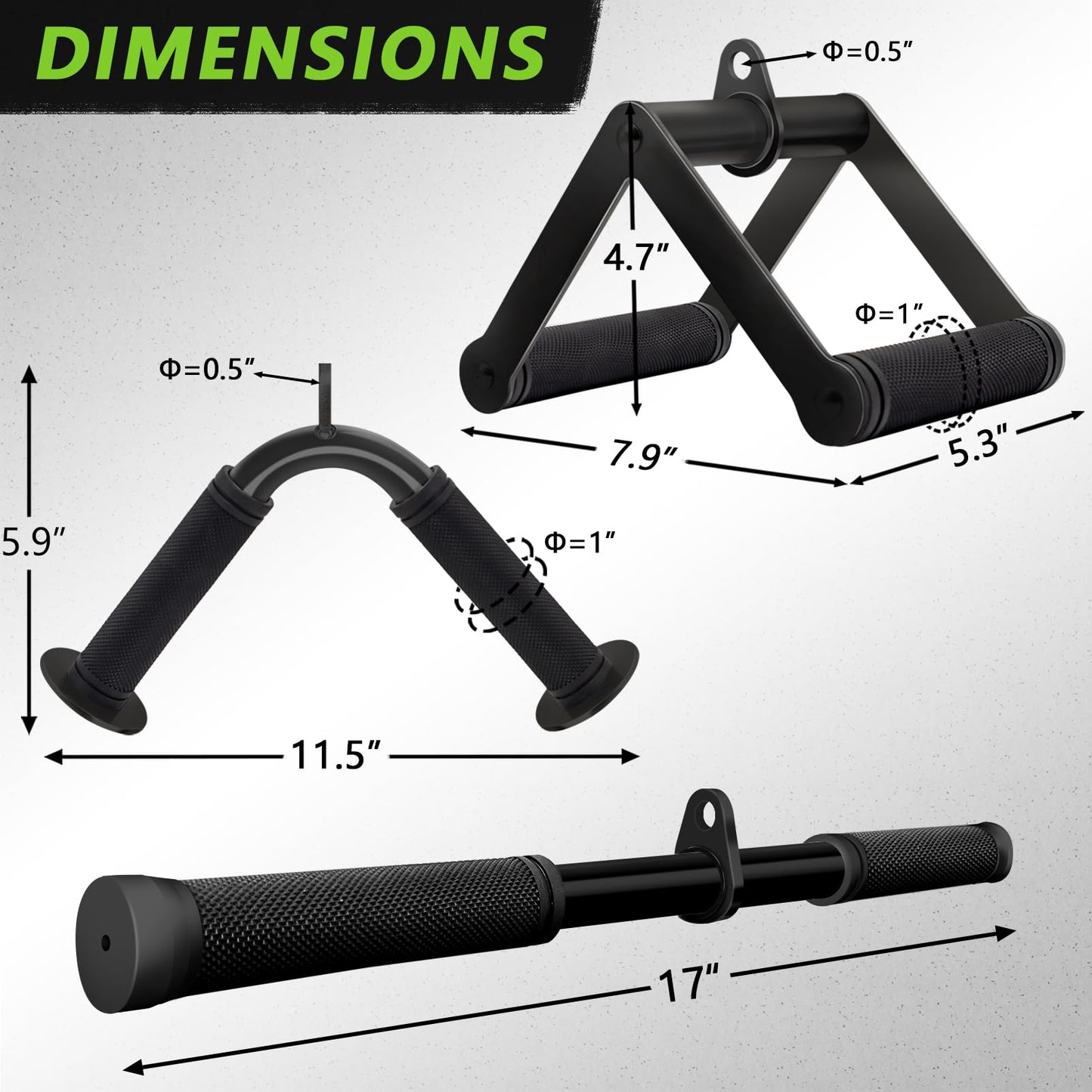 Howffite Gym Attachments for Cable Machine Set V Bar and Rotating Straight Bar and Double D Row Handle
