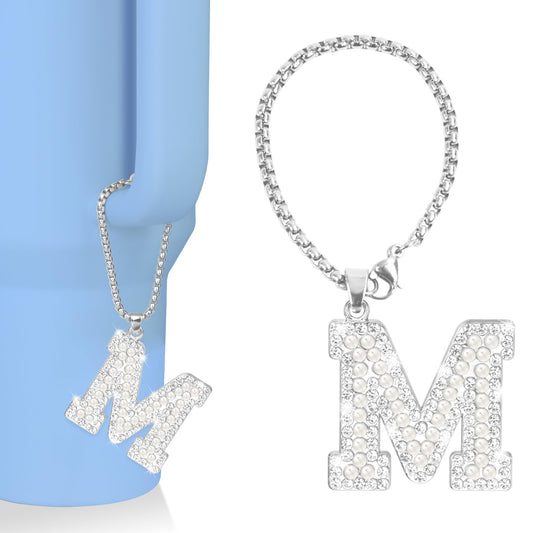 UBEEKOO Tumbler Accessories Compatible with Stanley Tumbler with Handle, Water Bottle Accessories for Stanley Cup 40/30oz with Diamond Glitter Charm, Bling Chain for Stanley Cup Accessories,M