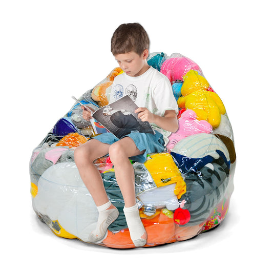 NJXMDR Clear Stuffed Animal Chair Storage Bean Bag Chair Cover – Extra Large 150L Toy Organizer for Kids, Waterproof Easy-Clean Plush Toy Holder Seat (Cover Only, No Filler Included)