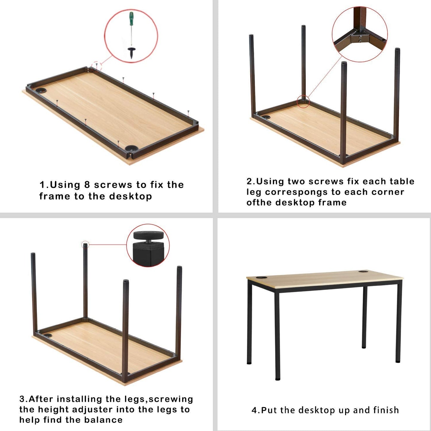 EE EUREKA ERGONOMIC 47 Inch Walnut Home Office PC Computer Desk, Simple Modern Work Study Writing Gaming Table for Small & Medium Spaces Desktop with Black Metal Legs, Sturdy & Easy Assembly