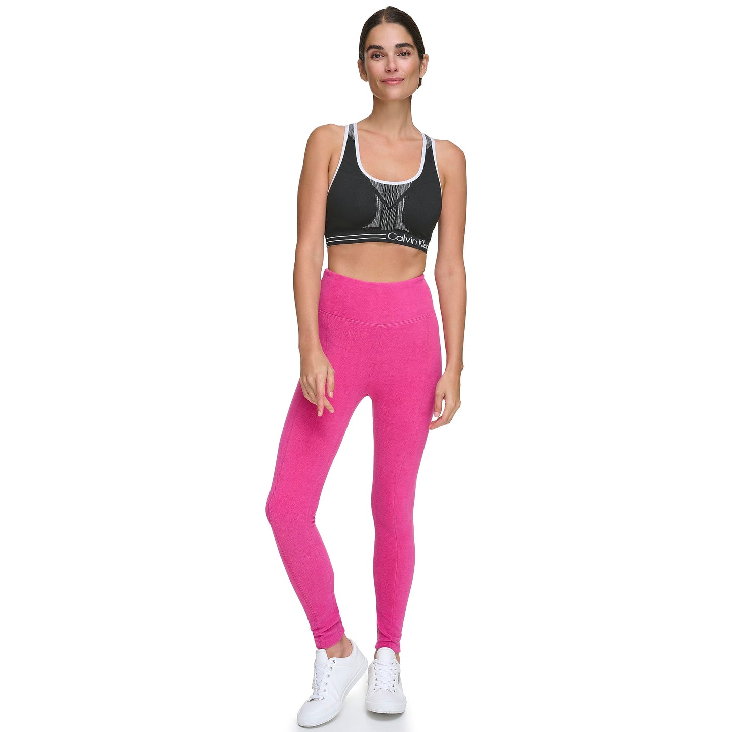 Calvin Klein Performance Women's High Waisted Warm Fleece Winter Leggings, Rhubarb