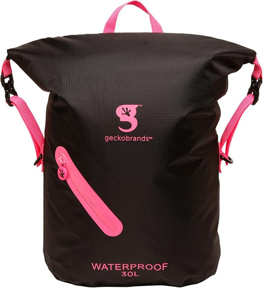 geckobrands Lightweight 30L Waterproof Backpack - Lightweight Watertight Outdoor Bag Hiking Traveling Light Water Activities