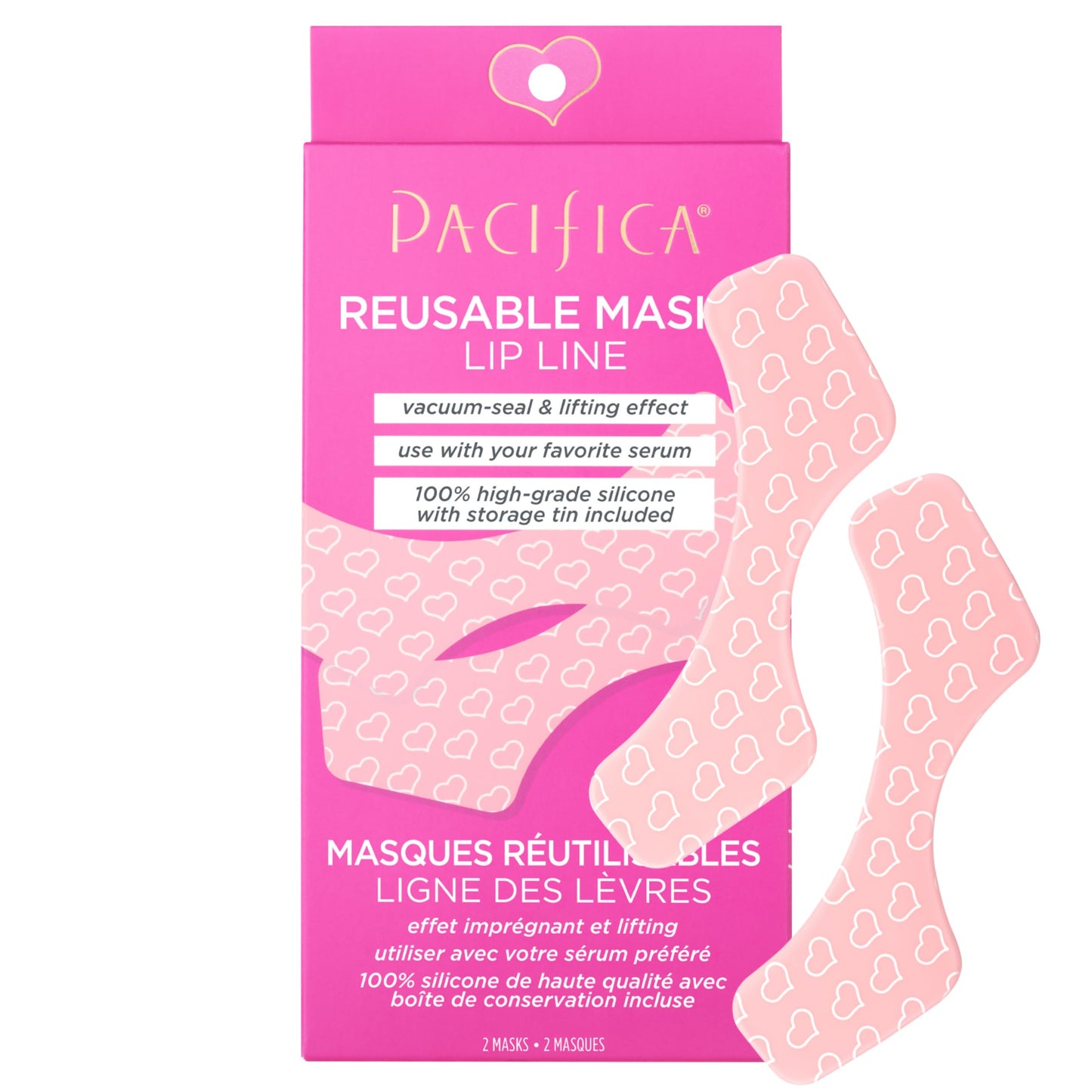 Pacifica Reusable Mask – Under Eye Mask Silicone Face Mask for Fine Lines & Dark Circles, Pair with Serum, Storage Tin Included, Vegan & Cruelty-Free, 2 Pieces