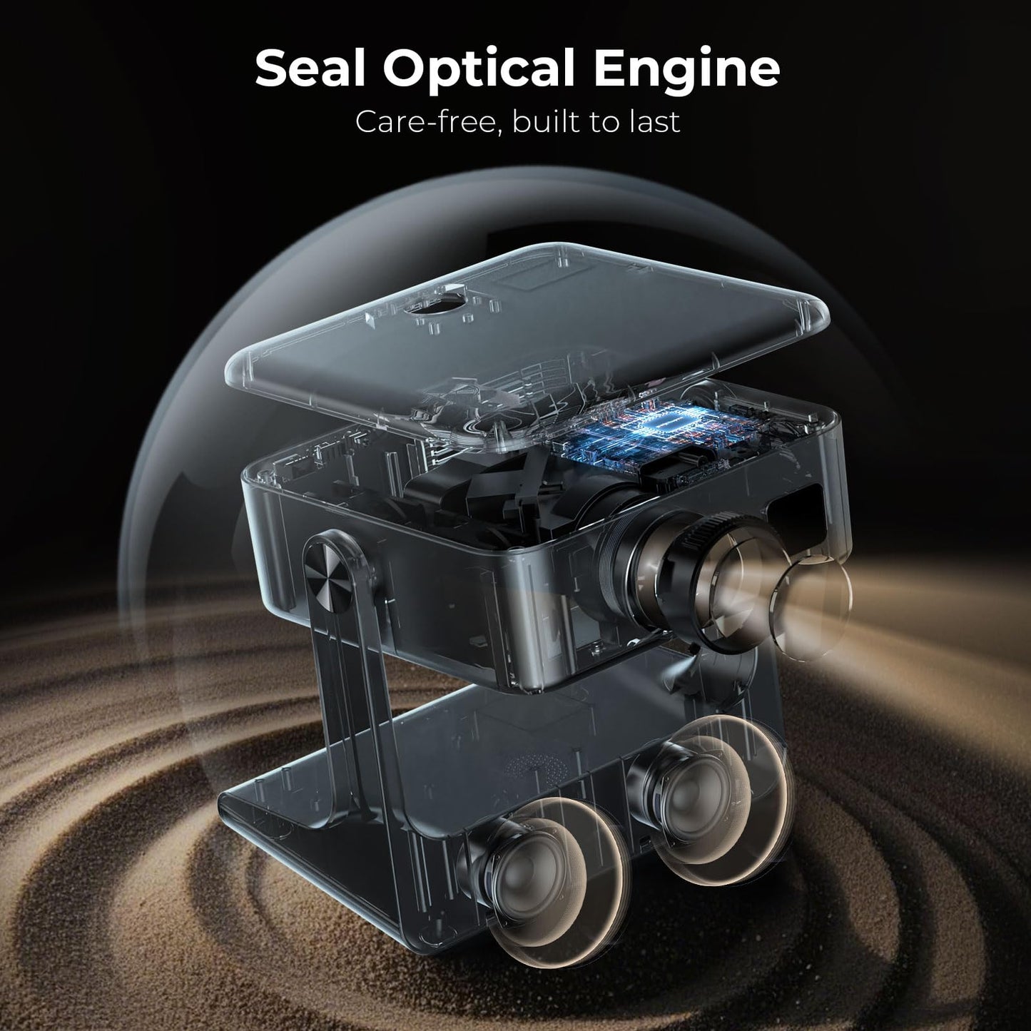 [1200 ANSI/Google Store/Voice Control] 4K Outdoor Smart Projector with WiFi6 and Bluetooth, 10,000+ Apps, Portable Proyector, Sovboi 1080P Audio Phone Movie Home [180° Stand & 300 ''Display]