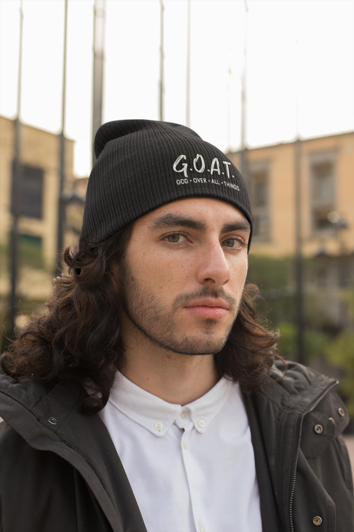 ALLNTRENDS God Over All Things Beanie Hat Christian Warm Winter Cap (Black)