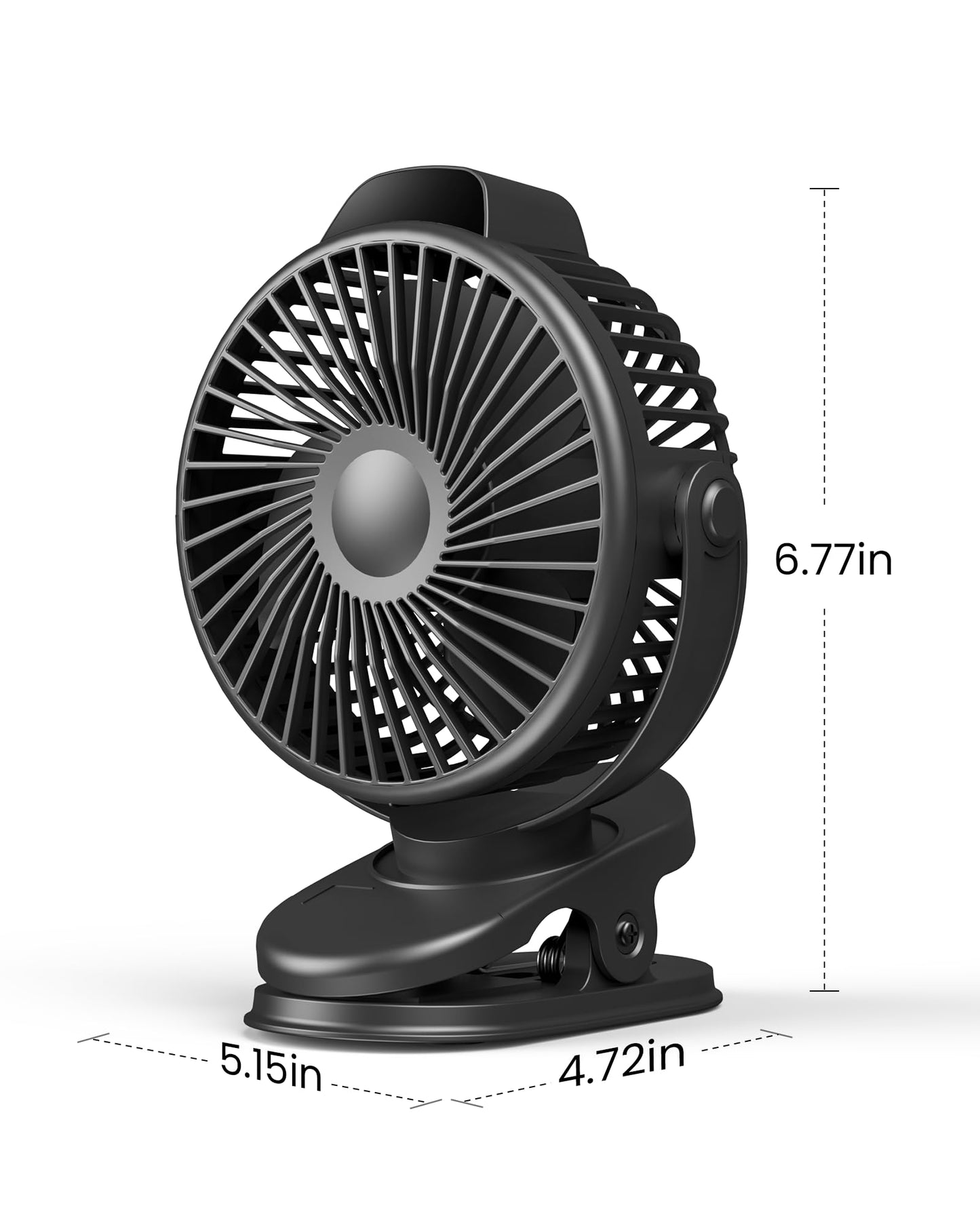 Koonie Portable Clip On Fan, Small USB Fan Battery Operated, 3 Speed Rechargeable Mini Fan With LED Display, 360° Rotate Personal Cooling Desk Fan for Stroller Travel Camping Golf Gym