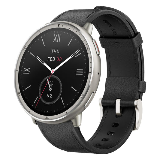 Amazfit Active 2 Premium Smart Watch Fitness Tracker (Round) for Android & iPhone, 10 Day Battery, Water Resistant, GPS Maps, Heart & Sleep Monitor, HYROX Mode, Sapphire Glass, Leather + Sport Strap