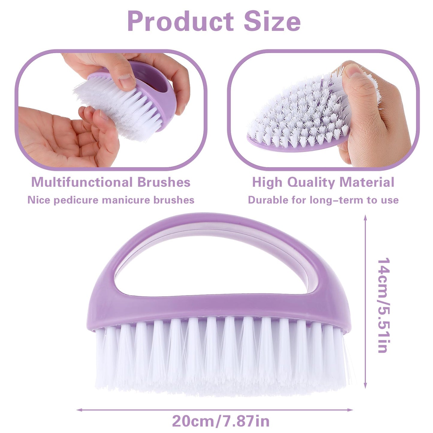 Amaxiu Hand Nail Brushes, 2pcs Grip Clean Heavy Duty Nail Brushes for Cleaning Fingernails Nylon Firm Stiff Bristles Deep Clean Scrubber for Mechanics Gardeners Hand Under Nails Toes(Green, Purple)