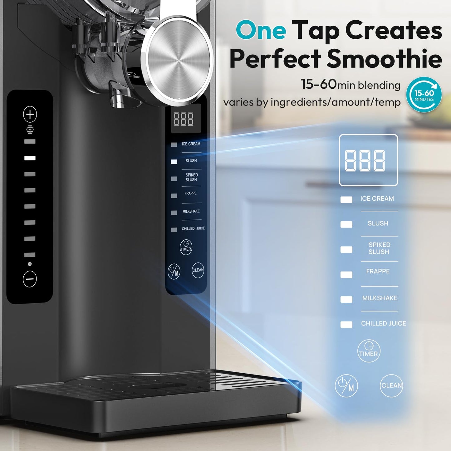 Rellytech Slushy Machine for Home - Slushie Machine No Ice Needed with 6 Preset Programs, Ice Cream, Margaritas, Frappes, Smoothie, Professional Frozen Drink Maker, Self-Cleaning, Fathers Day Gift