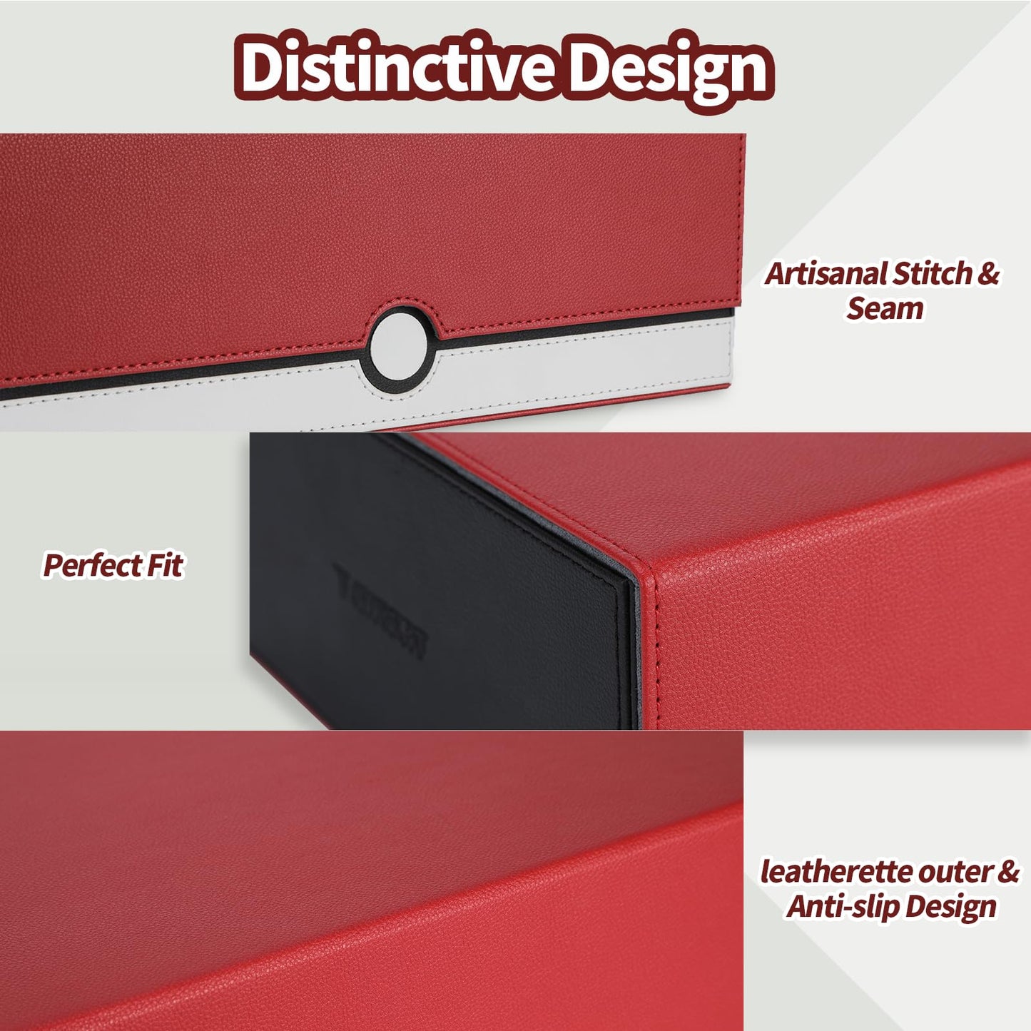 tombert Premium Trading Card Storage Box TCG Deck Case Holds 1000+ Sleeved Cards for MTG, YuGiOh, Uno, TCG, Sport Cards and Strong Magnet Closure (White & Red)