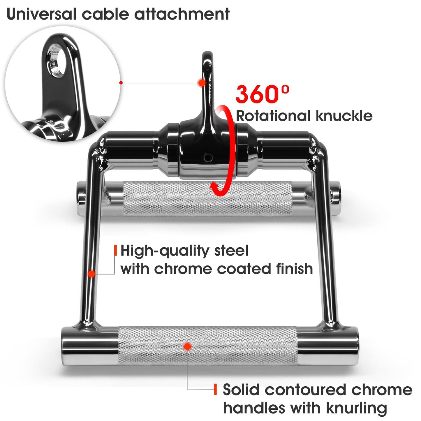 Yes4All Rotating Double D Row Handle Cable Attachment for Weight Workout, Cable Machine Accessories for Home Gym