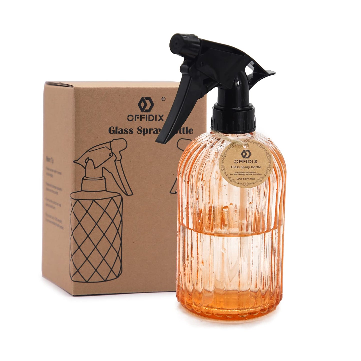 OFFIDIX Glass Spray Bottle, Pressure Watering Can, Indoor Plant Mister, Adjustable Nozzle, 0.4L/13.5oz Handheld Spray Bottle for Garden Plants Cleaning Solutions (Amaranth)