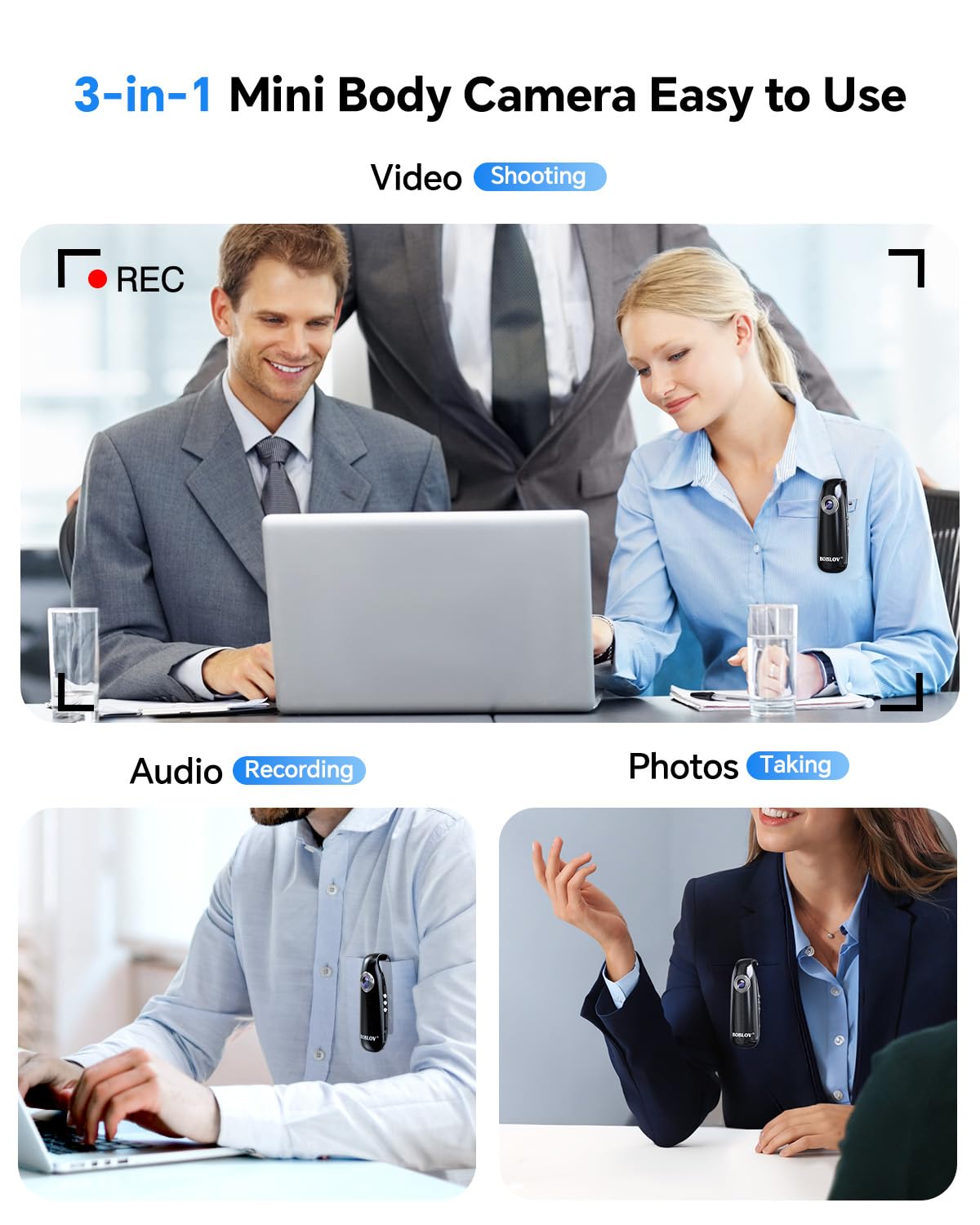 BOBLOV Mini Body Camera with Video: 64GB 007 Pocket Tiny Body Cams with Back Clip,1080P Small Wearable Camera with Audio Recording -User Friendly for Bike/Pet/Home/Proof
