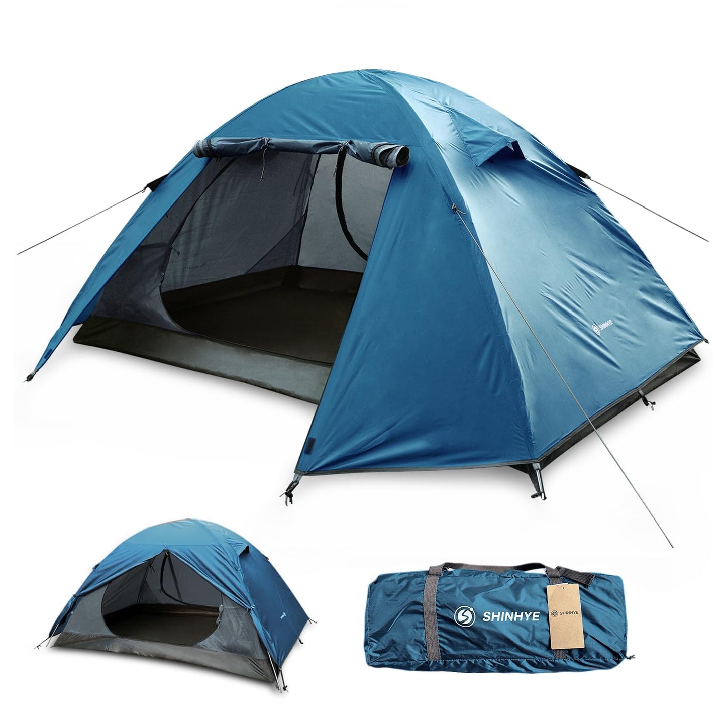 Backpacking Tent for Camping 2/3/4 Person Hiking Ultralight Tent for Waterproof Windproof Outdoor Two Doors Tents Easy Quick Setup Lightweight Tent Instant Tent (Blue, 2 Person)