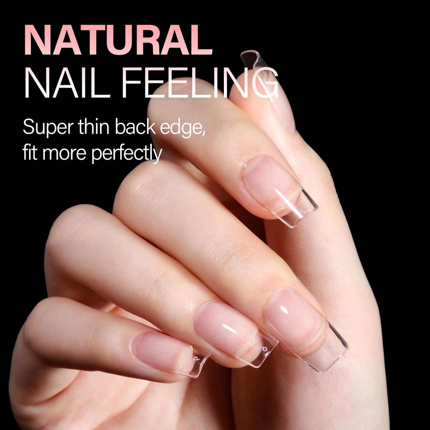 AILLSA Short Square Nail Tips Full Cover Clear Gelly Tips Half Matte Acrylic Tips Pre-Filed Fake Press on Nail Tips for Extension Home DIY Salon Manicure 216PCS 12 Sizes