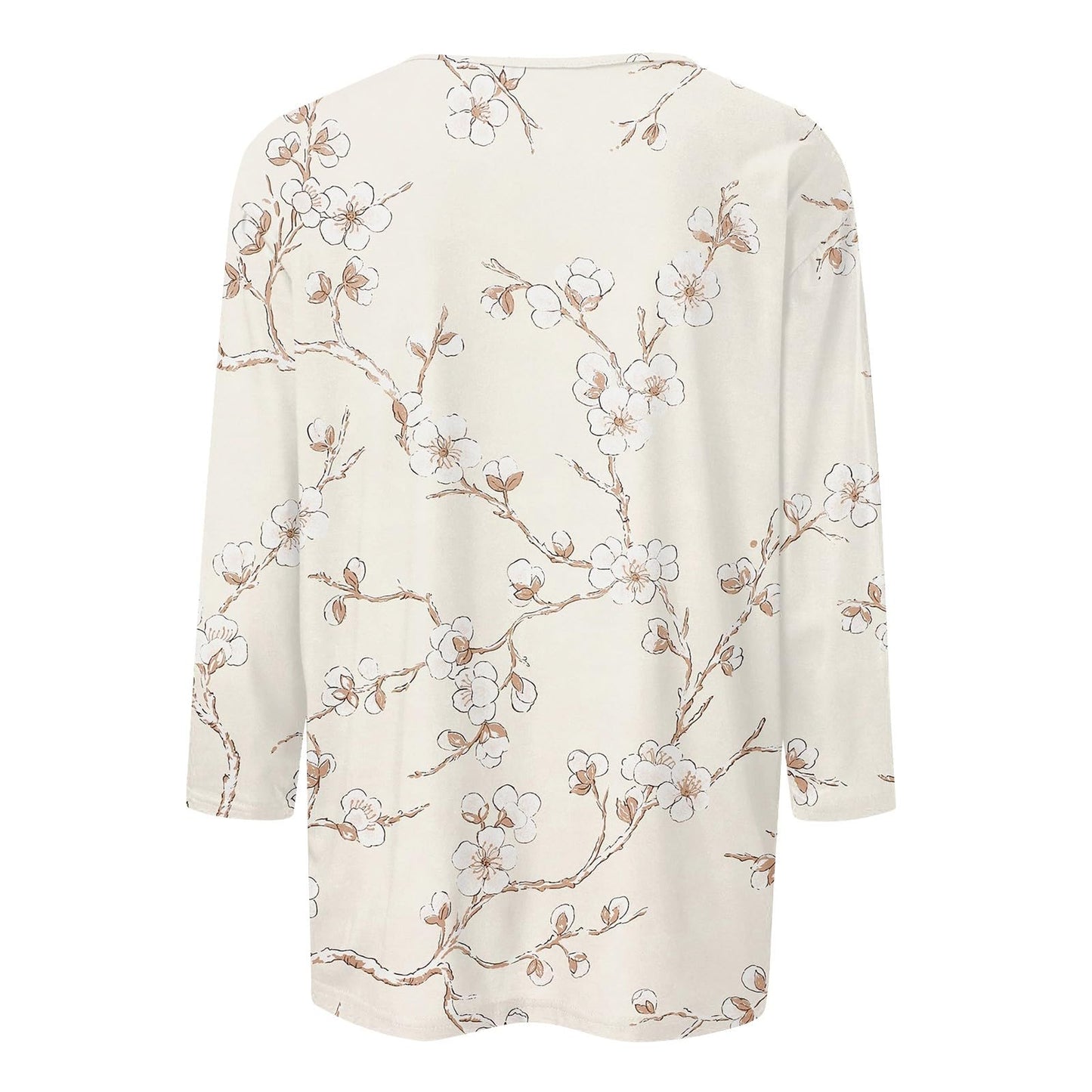 WJDNHKYD Sleeveless Tops For Women Plus Size 3/4 Length Sleeve Womens Tops 2024 Floral Print Vintage Casual Loose With Round Neck Plus Size Shirts