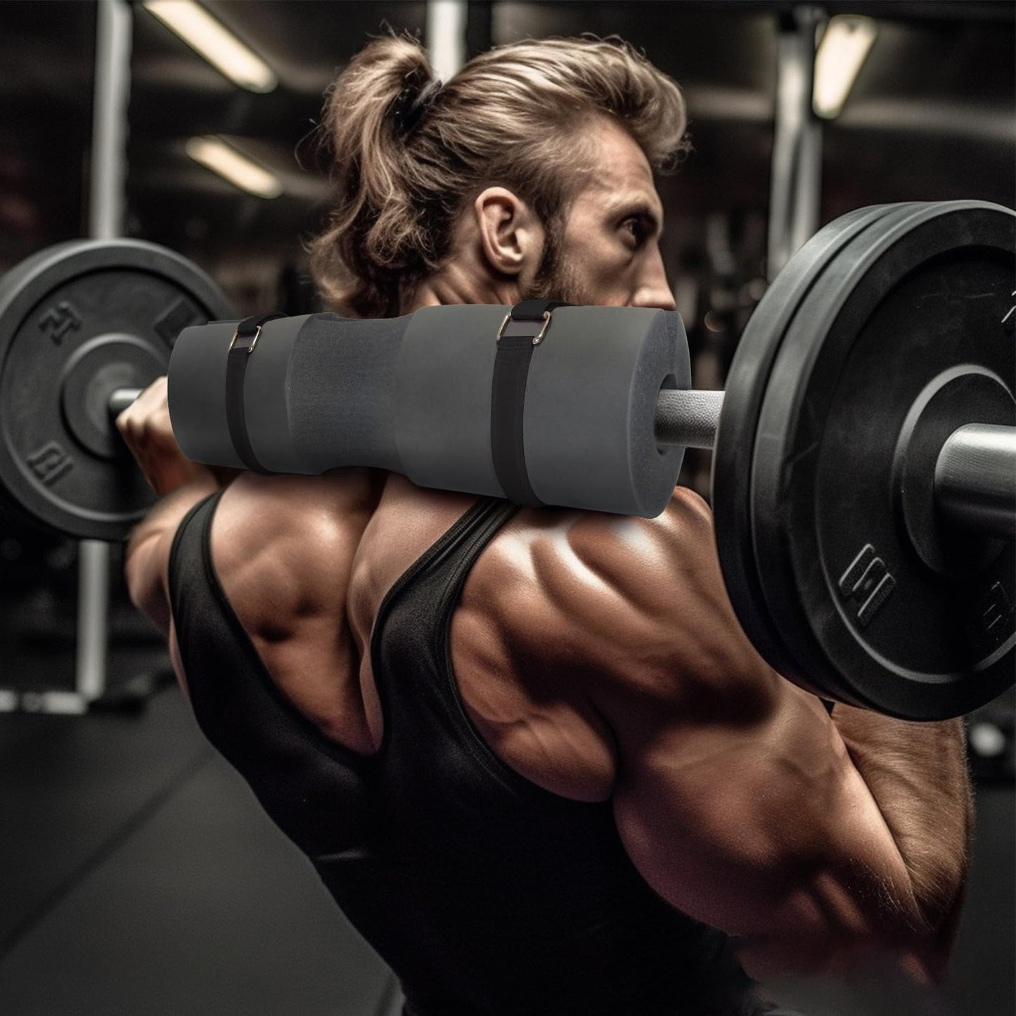 AN AMMAN Barbell Pad Perfect for Squat, Hip Thrust - Relieves Neck and Shoulder Pain Thick Foam Cushion - Gym Workout Smith Machine Thruster Weightlifting Grey