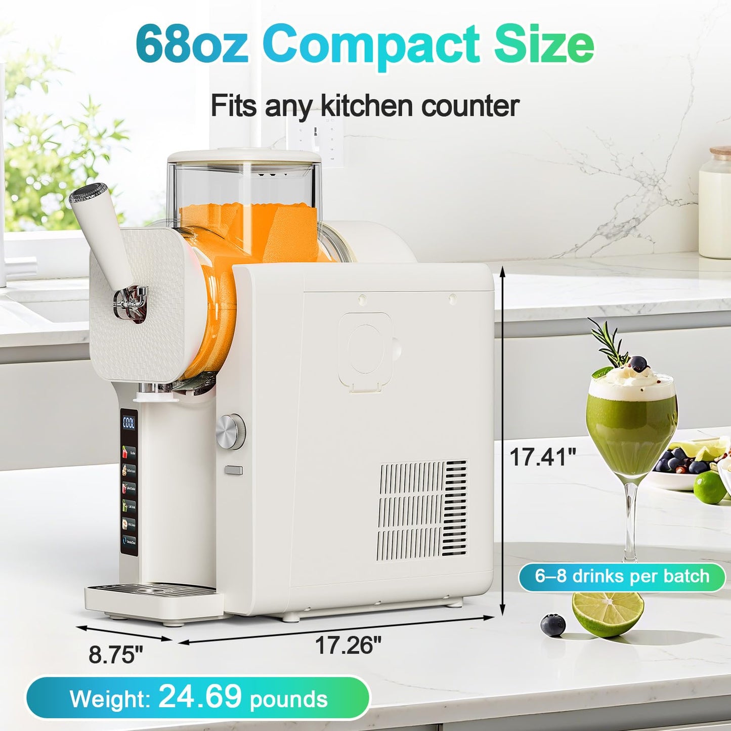 Slushie Machine for Home, 2025 Upgrade Ice Cream Maker Frozen Drink Maker, 68oz No Ice Need Slushy Machine with 5 Preset Programs for Margaritas, Frappés, Milkshakes, Smoothies & Ice Cream